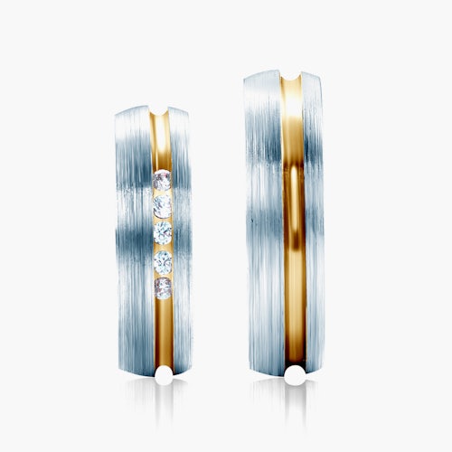 Obrączki ślubne: dwukolorowe złoto, okrągłe, 6 mm